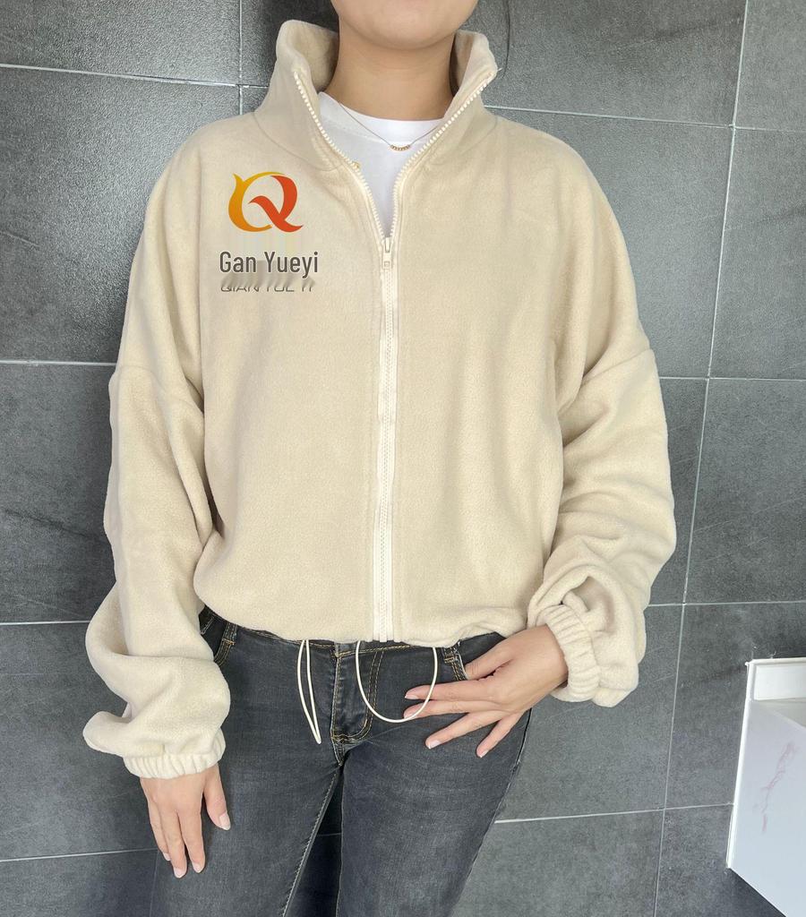 Damska sportowa kurtka polarowa na jesień/zimę 2024 ze stójką i podszewką z pluszowego aksamitu