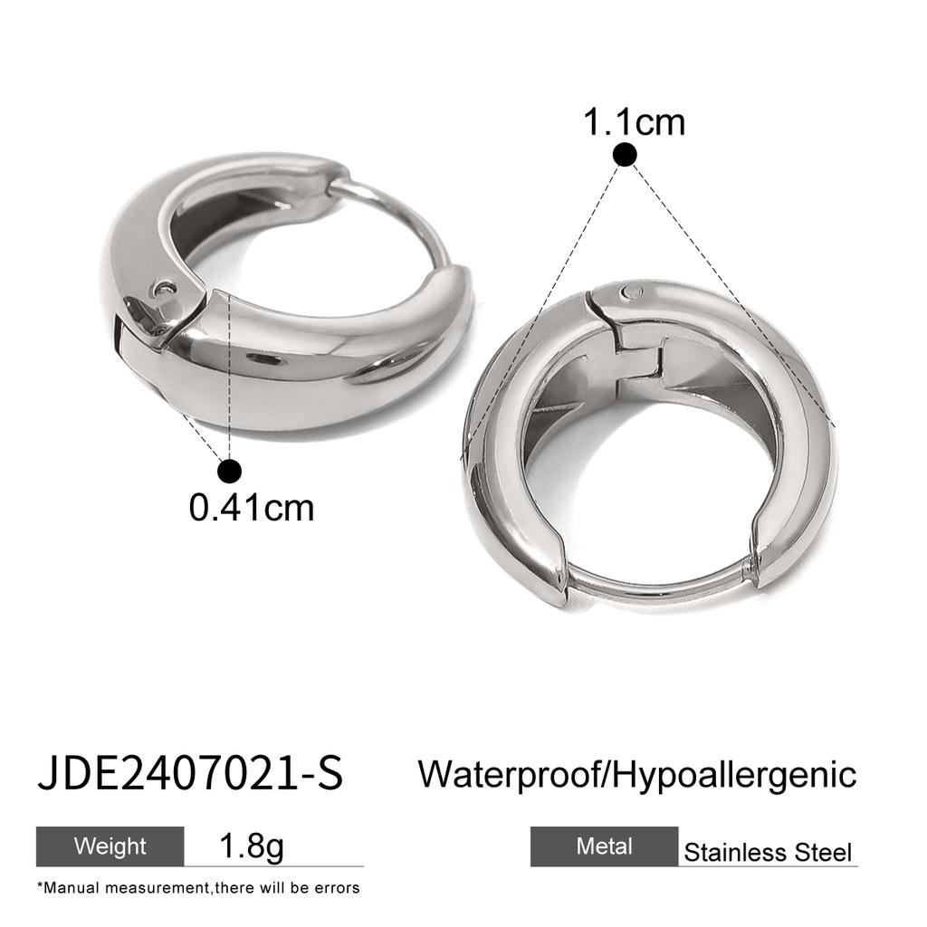 Uworld Simple Classic Gold Color Plated Stainless Steel Chubby Earrings 12mm 14mm 18mm Women's Jewelry