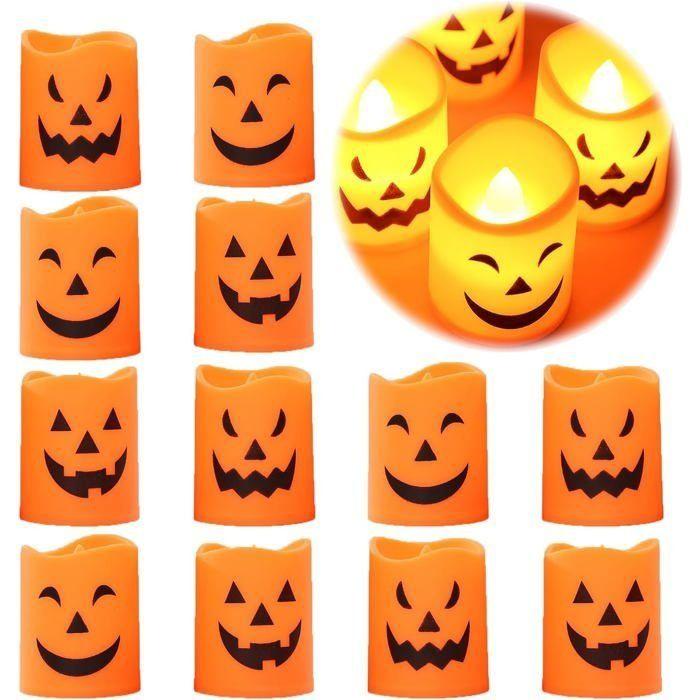 Bougies LED d'Halloween - AIMOONSA - Lot de 12 - Plastique - 4,5 x 3,7 cm - LED sans flamme