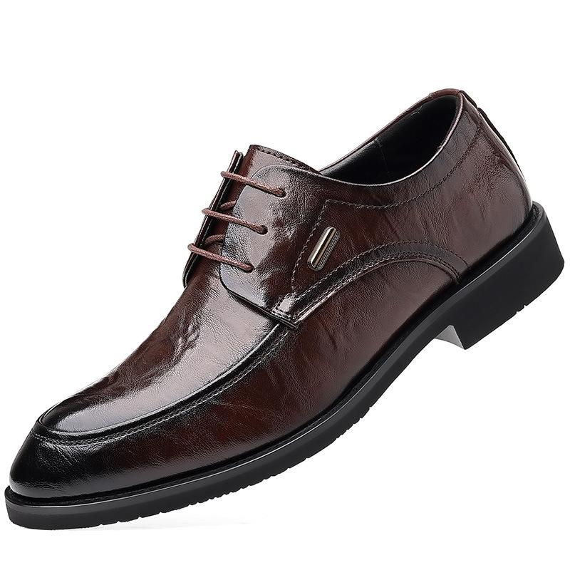 Men's Leather Shoes Business Dress Soft Leather Lace-up Commuter Work Shoes Men's British Suit Groom Wedding Shoes