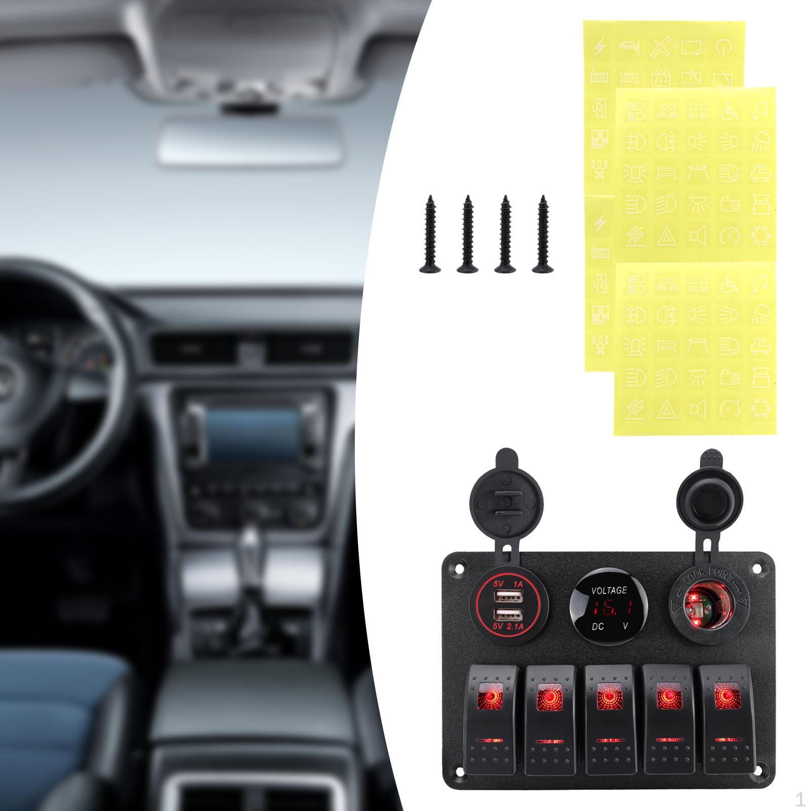 

5-канальний перемикач Rocker Panel Marine для вантажівки RV... червоний