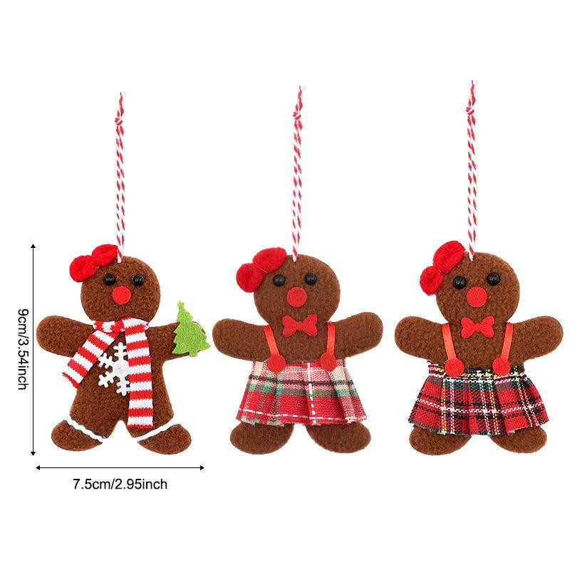 

Qiao Chi Christmas Gingerbread Man Ornament Set - 3-Piece Decorative Doll Pendants for Tree