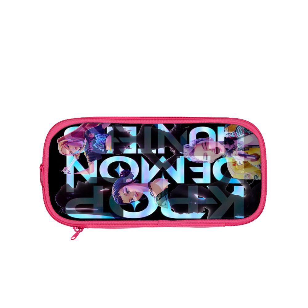 Huntrix Kpop student pink double-layer pencil bag Kpop witch hunting girl group student storage stationery bag pencil bag