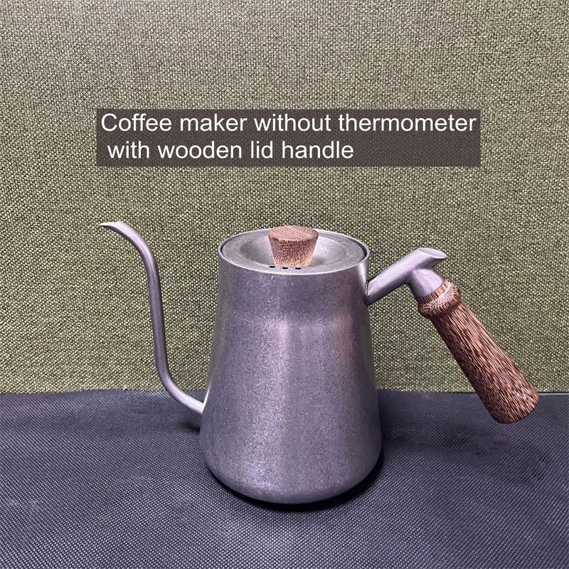 650ml/850ml Pour Over Kettle Exact Thermometer Long Narrow Gooseneck Kettle Wood Handle Coffee kettle Pot for Drip Coffee Tea