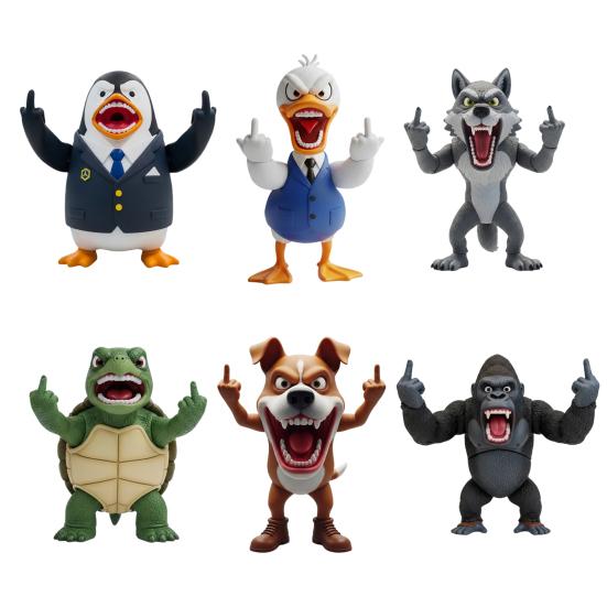 Angry Animal Figurine Resin Flip The Bird Animal Ornament Desktop Middle Finger Animal Statue for Home Office Desk Shelf Decor