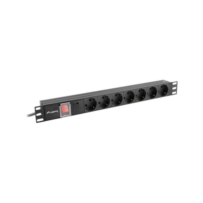 Réglette - LANBERG - 1U - 16A - 7 Prises - 2M - Noir