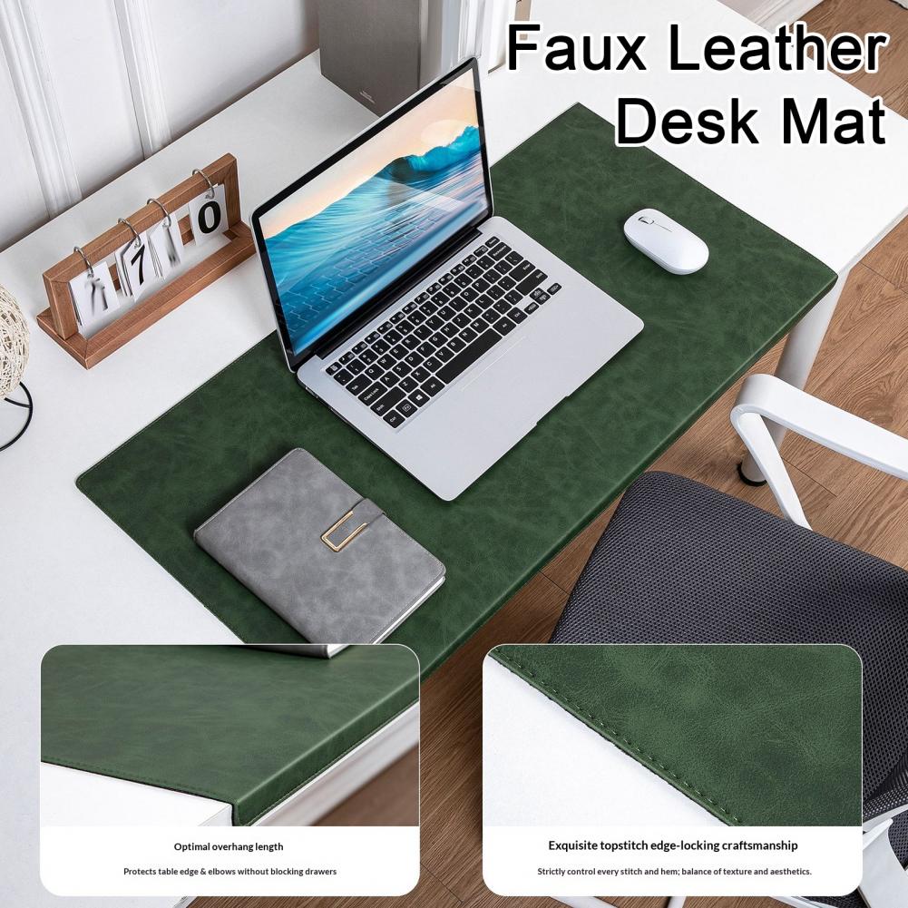Faux Leather Desk Pad, Waterproof Non-slip Extended Gaming Mousepad, Large Keyboard Writing Mat Desktop Protector for Home Office