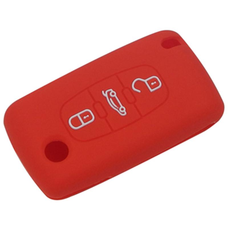 

jingyuqin 3 Buttons Car Silicone Remote Key Cover Case For Peugeot 107 207 307 407 308 607 For Citroen C1 C2 C3 C4 C5 C6 C8 красный