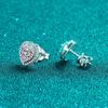 Sterling Heart Stud Earrings Women 5mm Moissanite Zircon Rose Gold Plated Lightweight Fashion Jewelry