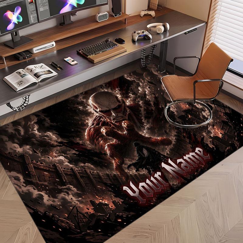 Custom Name Crystal Velvet Rug,Attack on Titan Comfortable Anti Slip Floor Mat For Room Decoration