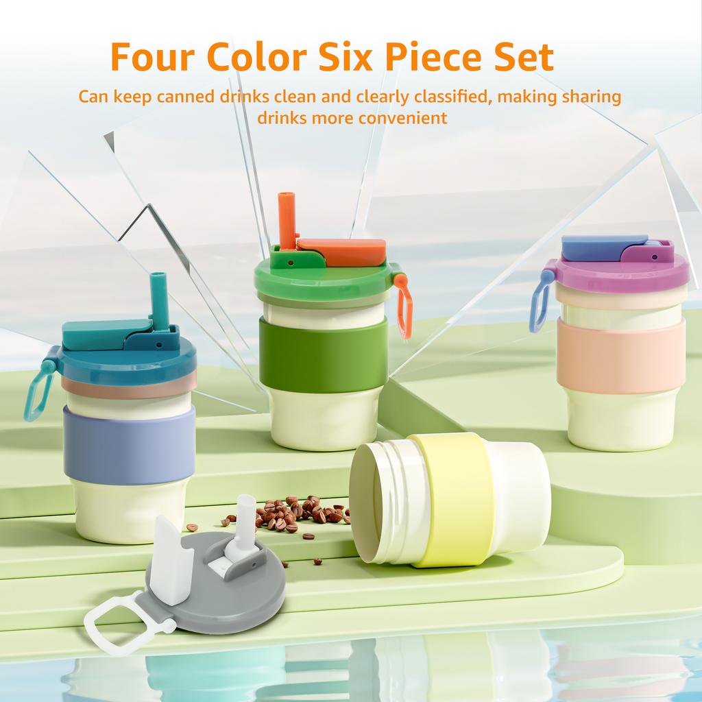 Coperchi con Cannucce Riutilizzabili in Silicone per Lattine, Coperchi a Prova di Perdite per Lattine di Soda con Cannucce per Lattine da 5,4 cm, Coperchio per Lattina di Bibita