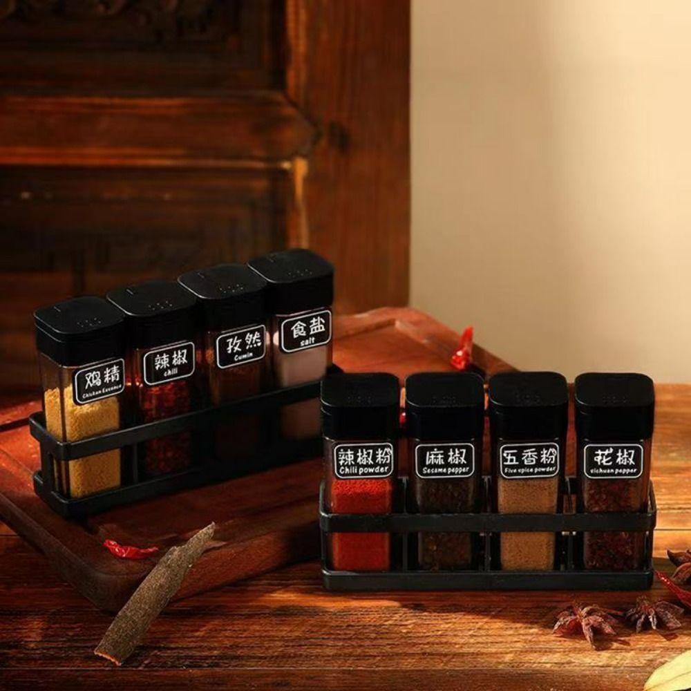 8Pcs Transparent Spice Combination Set Sealed Seasoning Jars Set Seasoning Box Set  Kitchen Supplies