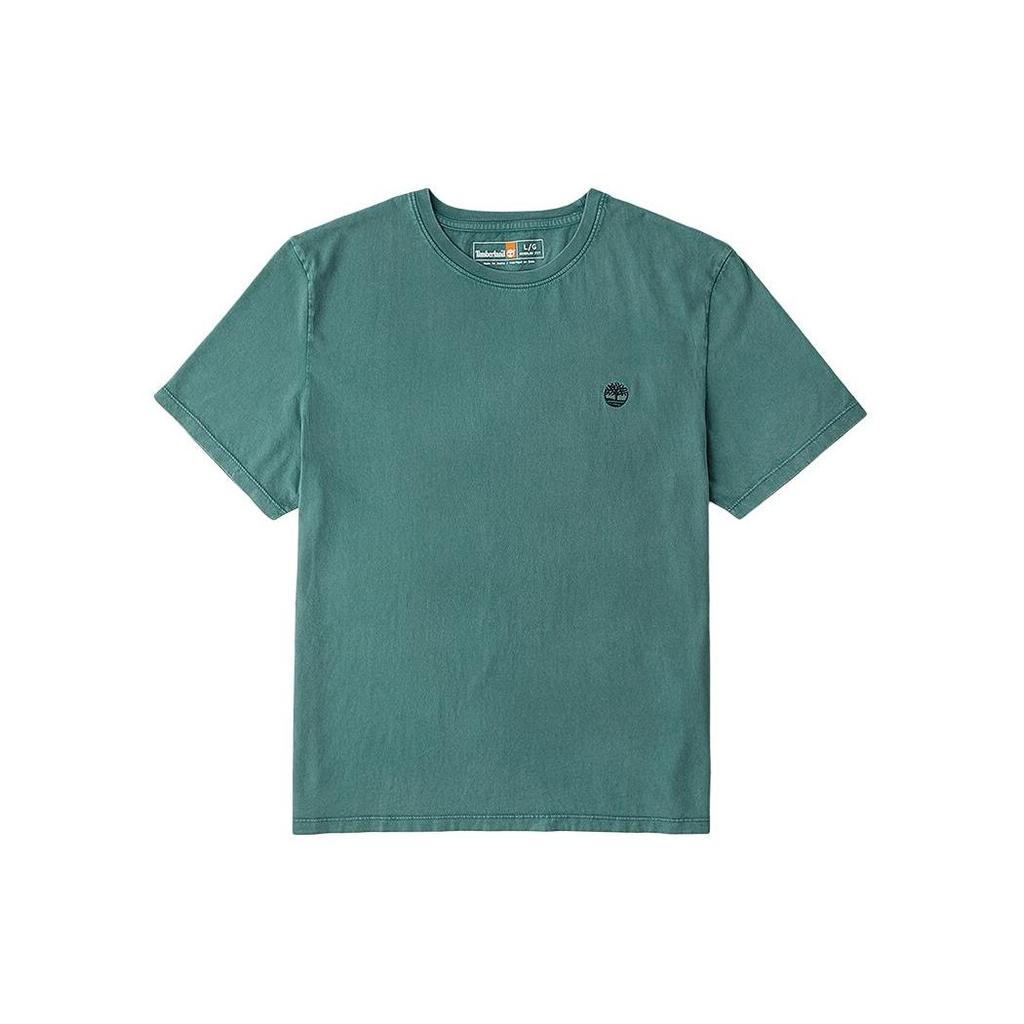 Timberland Ss24 Solid Logo Short Outdoor Casual Breathable Short Sleeve T-Shirt Men Tops Blue-Green A2PW3-CL6