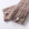 Women's Long Fingerless Cashmere Wool Gloves with Pearl Detail