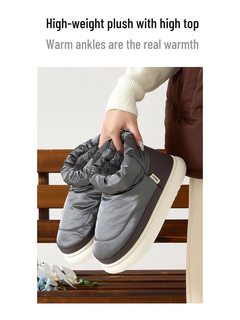 Damen Wasserdichte Daunenslipper - Warm, Weich, Dicke Sohle, Plus Samt für Herbst/Winter Heimgebrauch