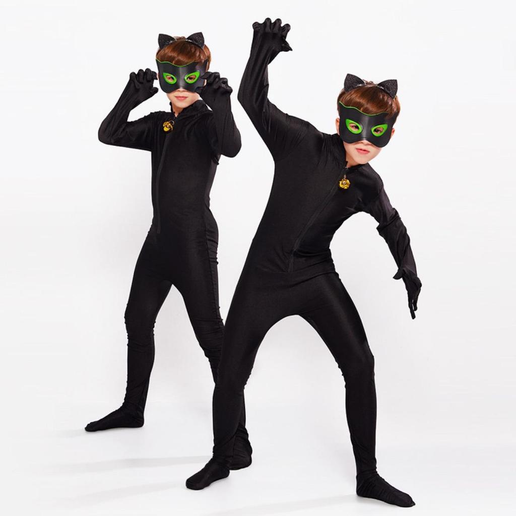 Tutina Cosplay Anime Gatto Nero Volante per Bambini per Esibizione Scenica