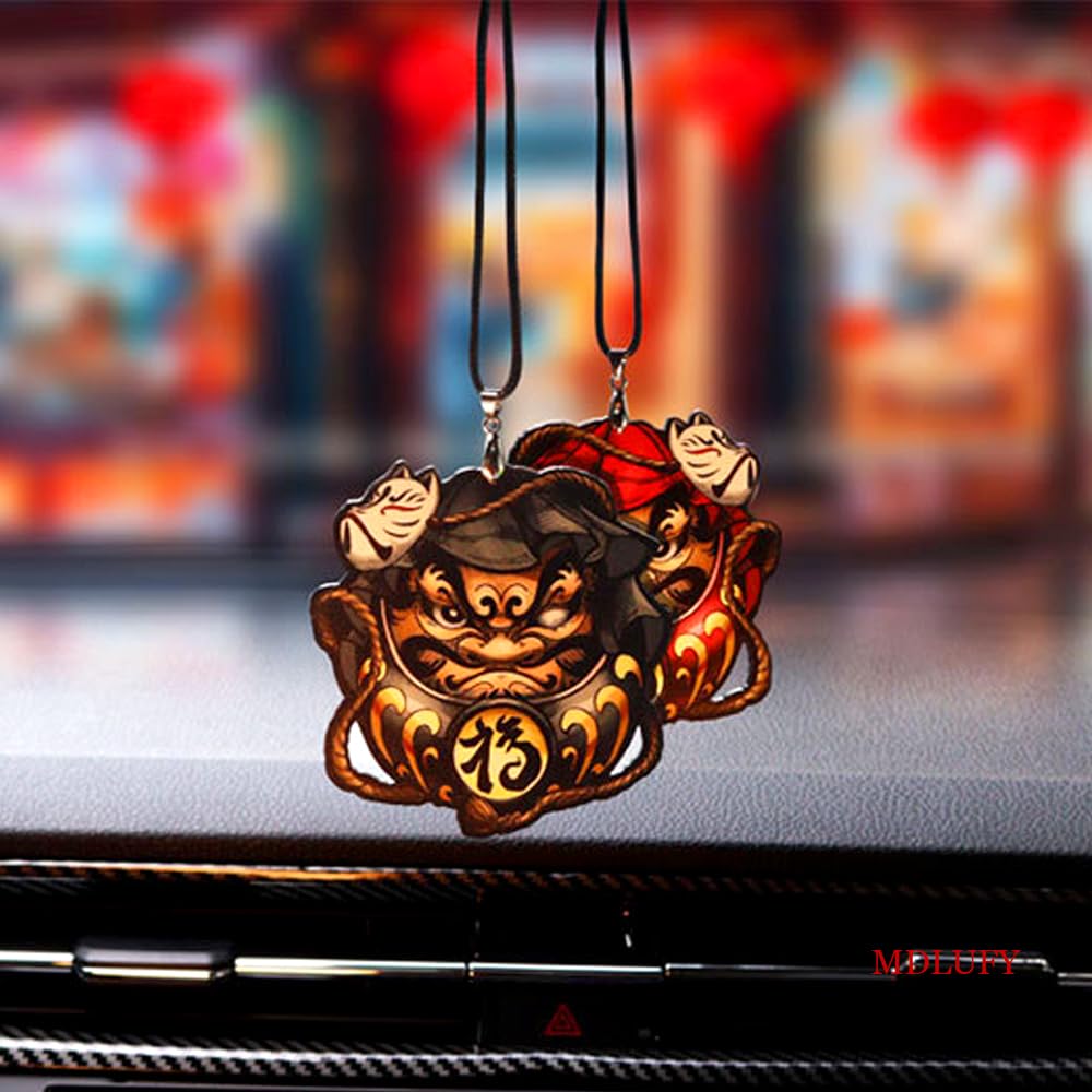 MDLUFY Daruma Car Hanging Daruma Necklace Car Car Car Mirror Entryway Ornament Pendant, Ornament, Pendant, Charm, Ornament, Bodhidharma, Decoration,