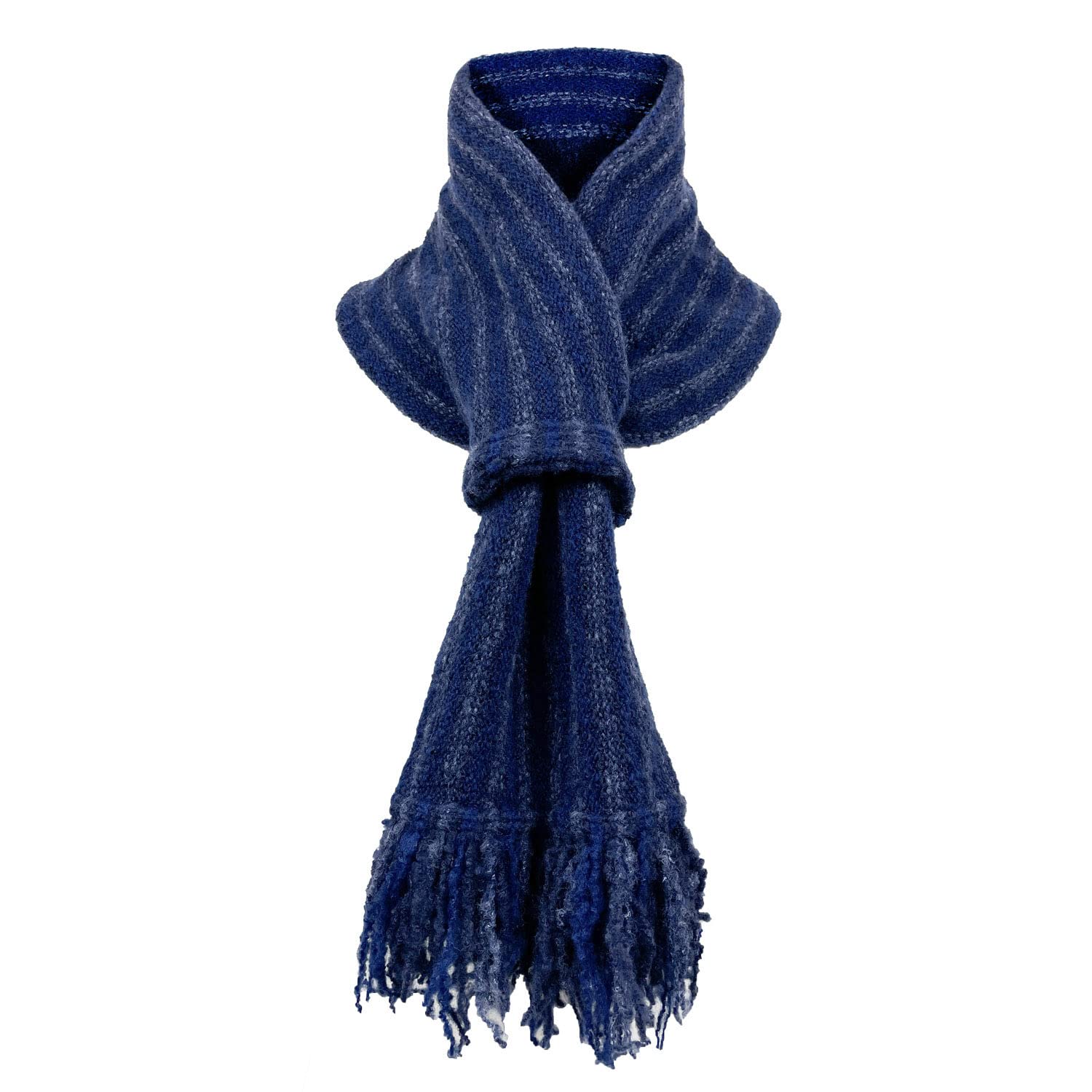 

TERAICHI Fringed Compact Russell Insert Neck Petite Mini Unisex Scarf, Pattern, Warmer, Scarf, Scarf, (Navy)