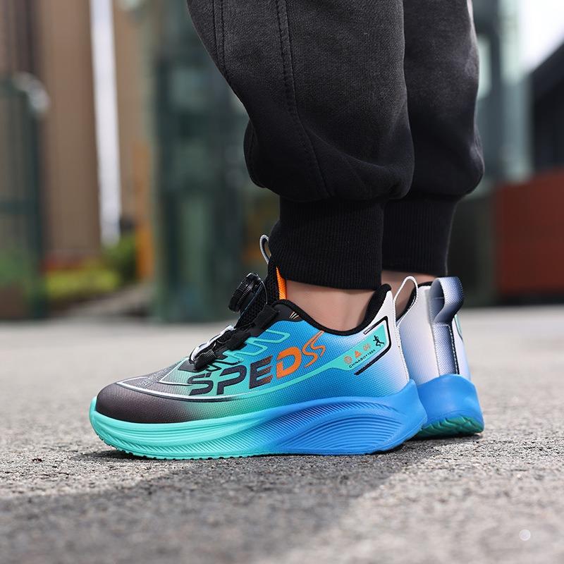 Kids' Gradient Color Rotating Buckle Sneakers Breathable Mesh Non-slip Sports Shoes