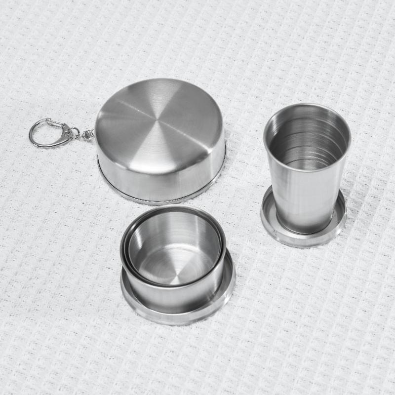 

Портативная складная чашка из нержавеющей стали 75 мл/150 мл/250 мл, складная кофейная кружка для путешествий на открытом воздухе, телескопическая походная и кемпинговая чашка
