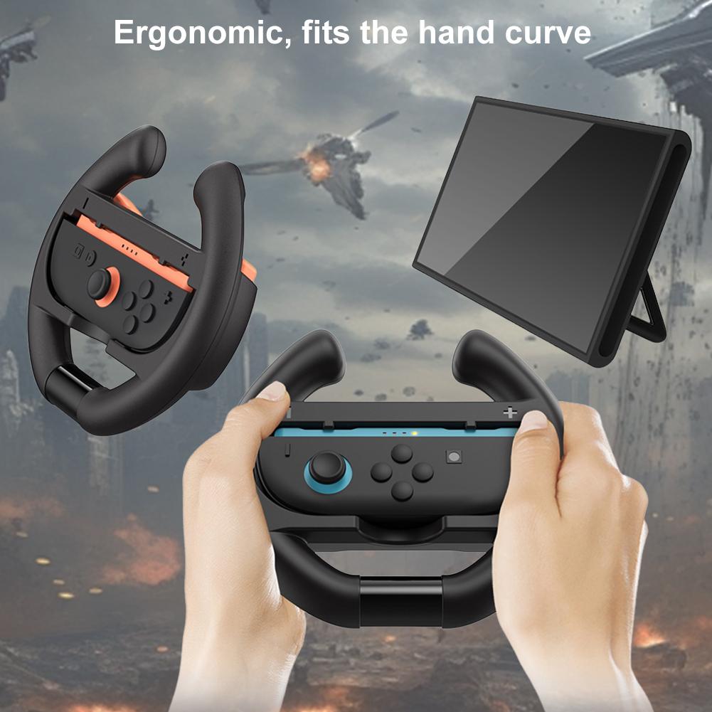 2pcs/Set Racing Steering Wheels for Switch 2 Left Right Game Steering Wheel Plastic Handle Stand Holder Controller Handle Holder