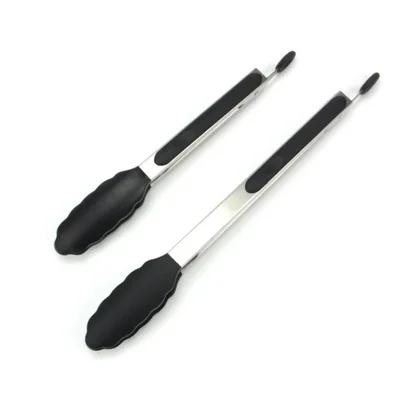

2Pcs/Set Stainless Steel Kitchen Tongs - 9 and 12 , Locking Metal Food Tongs Non-Slip Grip чорний