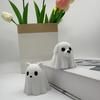 Jijijing 3D Printed Ghost Dog/Cat Figurine Ornaments, Knitted Texture Halloween Animal Decorations, Small Cute Puppy/Kitten Gifts for Home Desk
