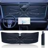 Windshield Sun Shade with 360° Pull Cord Anti-Scratch Handle - Upgraded Sunshade for Car Windshield with Double-Layer Fabric