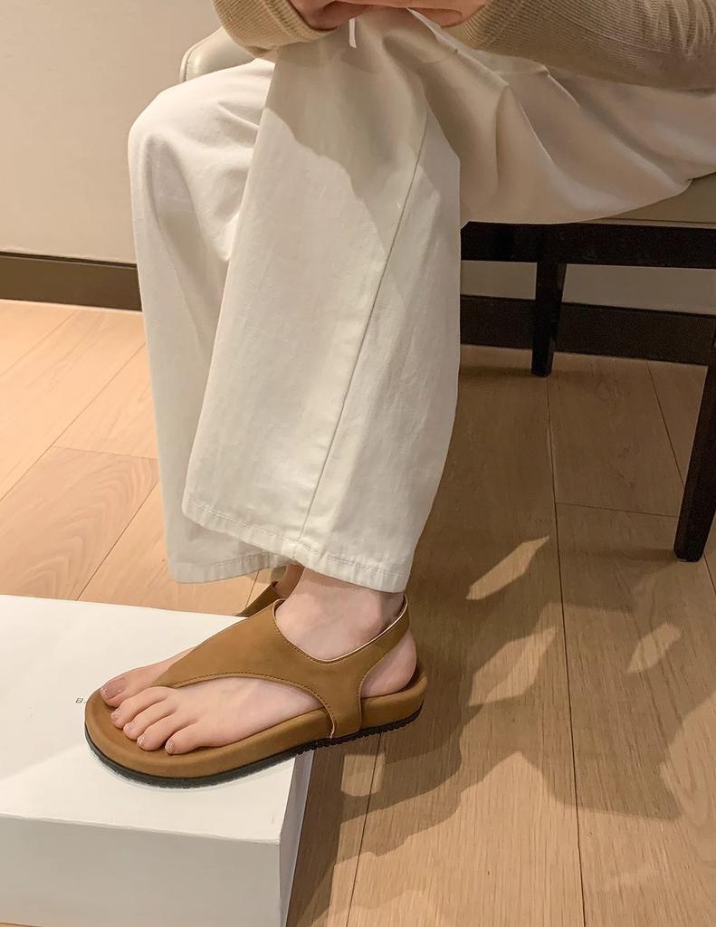 Spot second hair! Fashion versatile new minimalist herringbone clip feet casual thick-soled beach Roman sandals women's summer