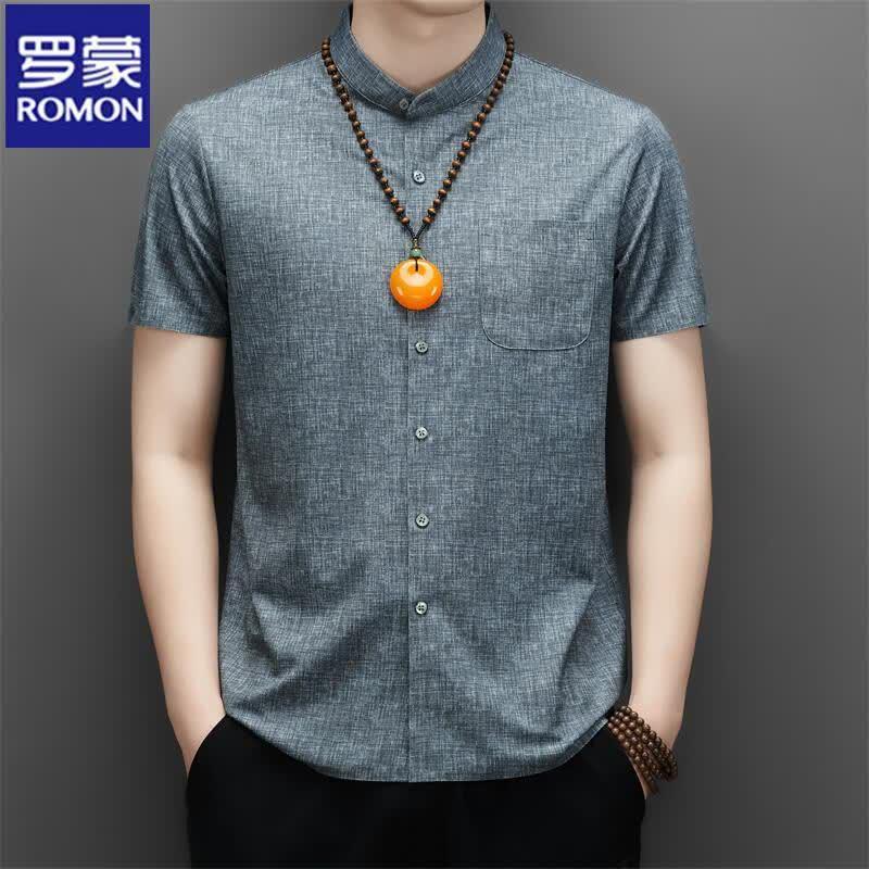 

Men s New Chinese Style Silk Blend Short Sleeve Shirt 185