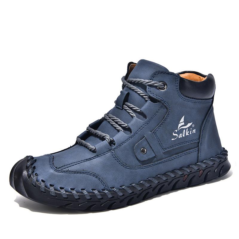 Fashion Autumn Handmade Men Boots Design Sneakers Man Outdoor Casual Leather Men Shoes Ankle Boots Leather High Top Boots for Men
