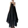 Xia's New Minimalist Extended Suspender Skirt Irregular Curved Hem Double-layer Elegant Long Dress Dress