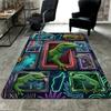 Neon Gecko Compilation Pattern Rug Floor Mat for Living Room or Bedroom Soft and Comfortable Carpet a Gift for Birthday and Holiday.