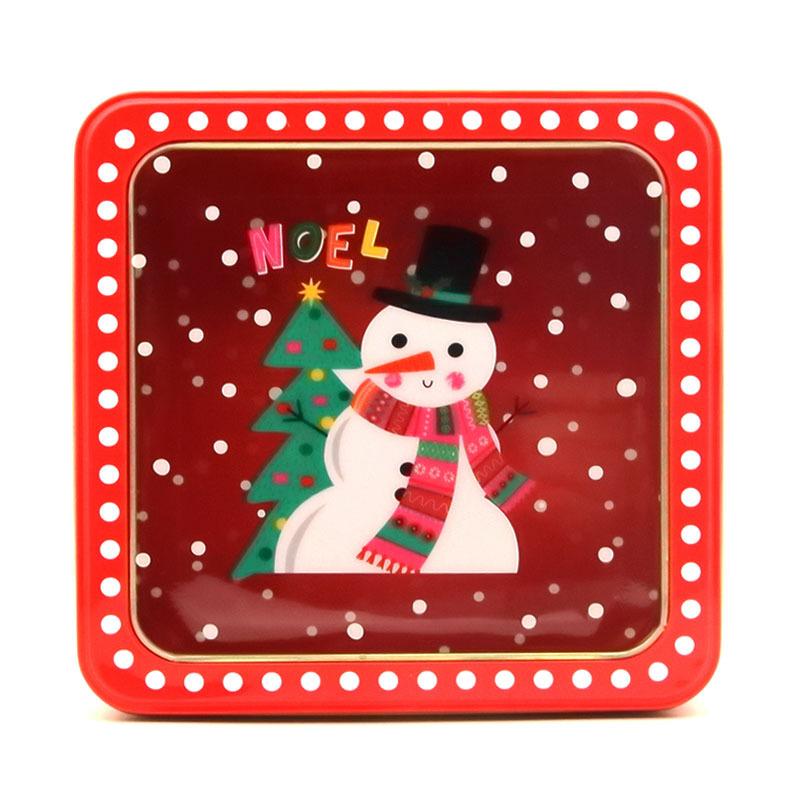 Christmas Iron Box With Skylight Tin Plate Box With Cookies Mousse Cake Packaging Christmas Square Small Iron Box