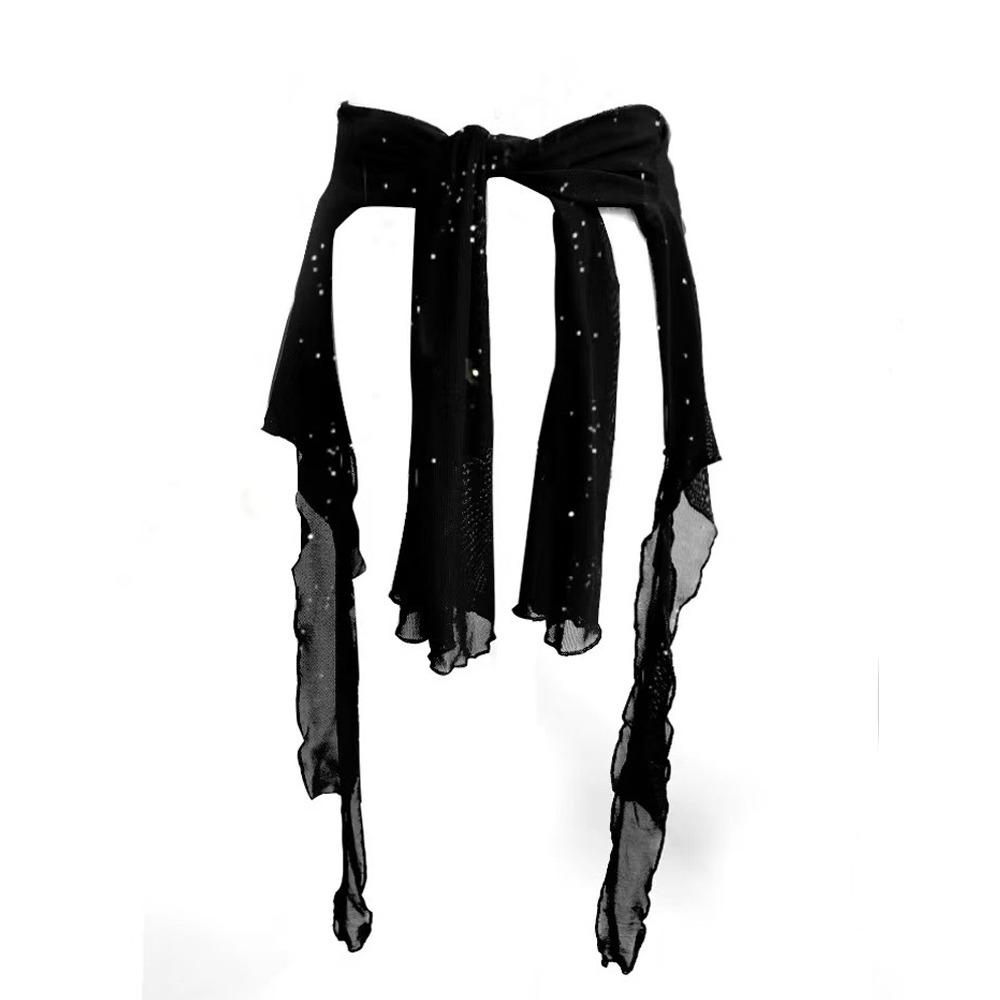 

See Through Hip-hop Scarf Irregular Waistband Jeans Pants Decor Y2K Belt чёрный