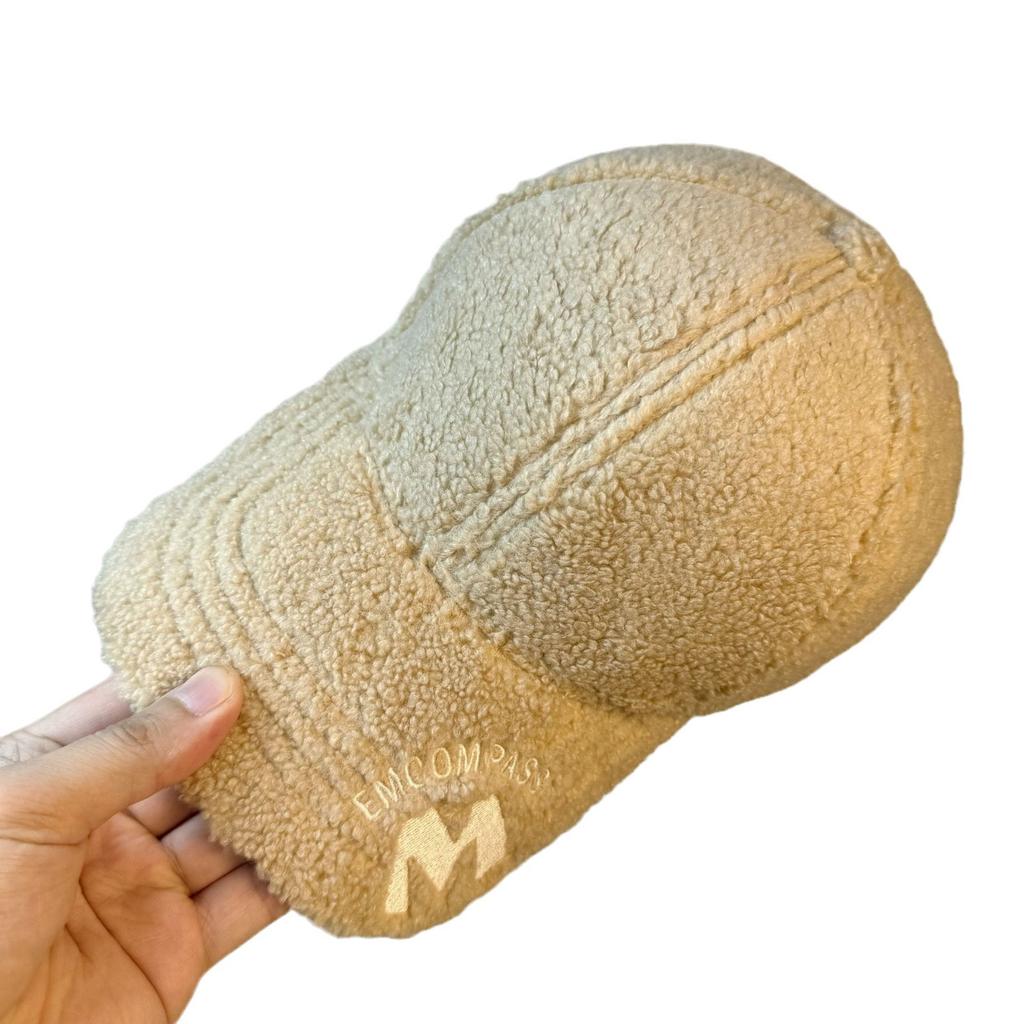 Hat Women's Autumn and Winter Thickened Warm Baseball Cap Korean Style Ins Trendy Shearling Face Revealing Small Versatile Peaked Cap