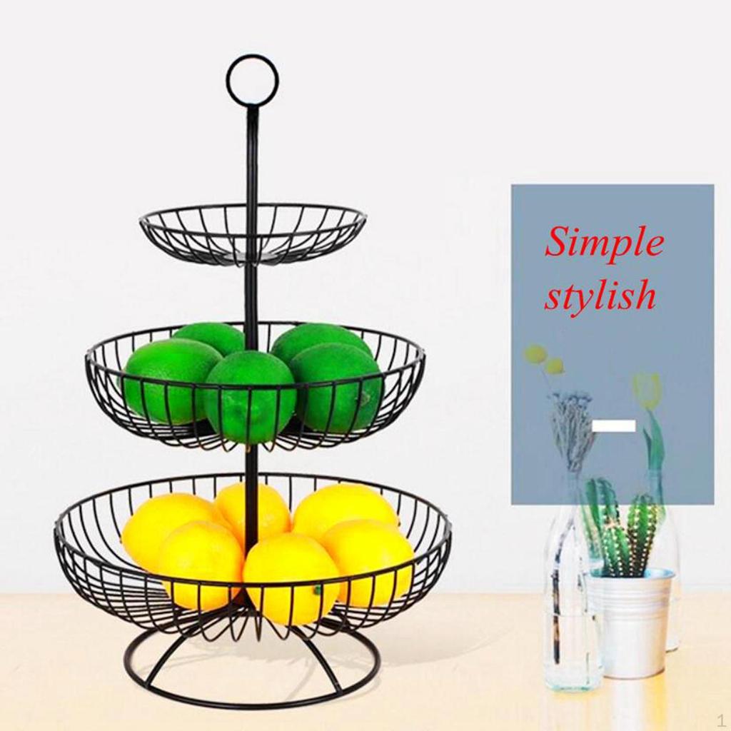 Standing Fruit storage Basket, Round Iron Household Plate Tray
