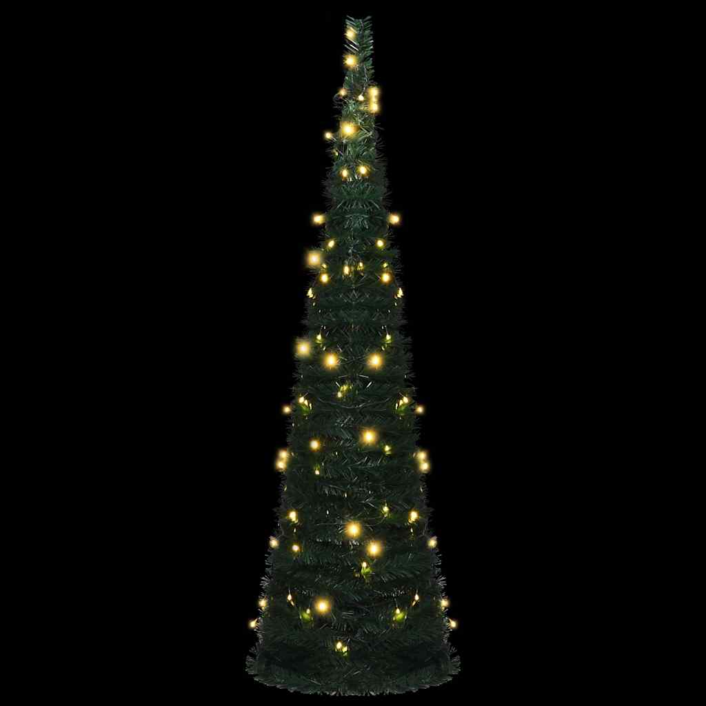 Künstlicher Pop-Up-Weihnachtsbaum mit Lichtern Grün 150 cm