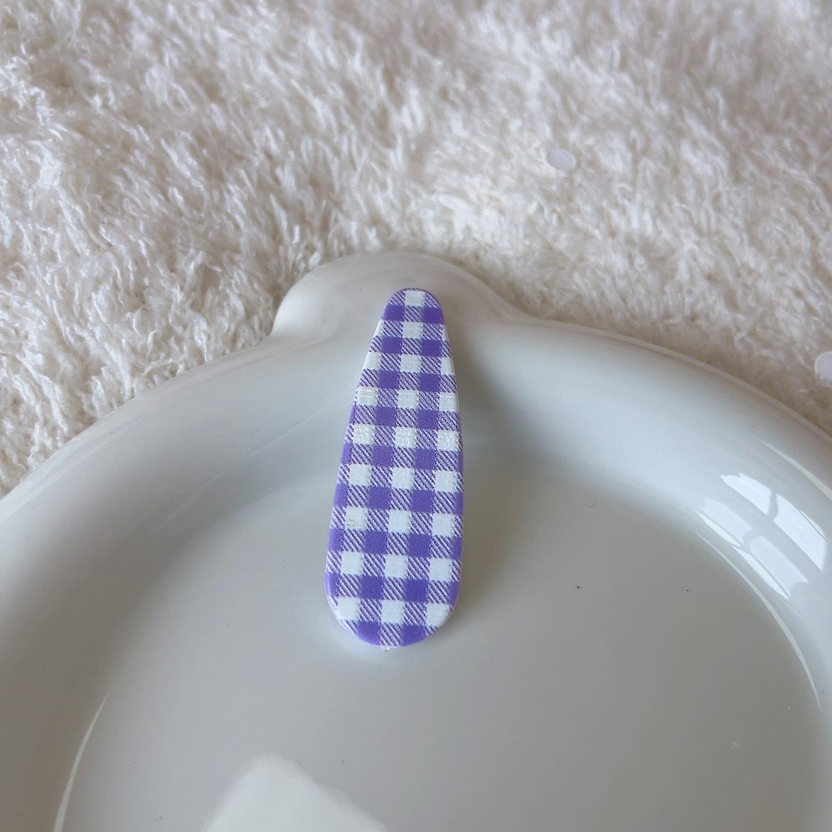 

2025 Cute BB Colorful Gingham Hair Clip for Soft Bangs - Korean Ins Style for Girls Frizzy Hair фіолетовий