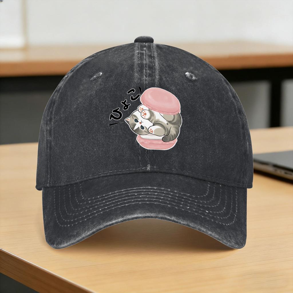 Sharks and kittens Baseball Cap Sun  Outdoor Gym SunProof Washed Trucker Hat FeUnisex Unisex Casual Print Snapback Cap