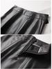 Women's Cross-Strap Leather A-line Skirt - Mid-length, High-waist, Slimming Umbrella Design, Fashionable Wide Hem, 2025 Autumn/Winter Collection.