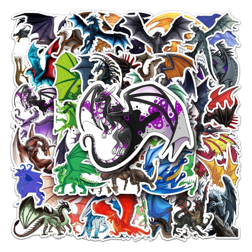 50pcs Dragon Graffiti Cool DIY Stickers: Creative Animal Design for Skateboard, Phone Case, Luggage, Waterproof