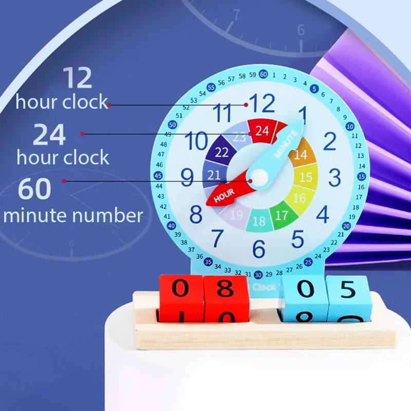 

Детские часы Монтессори Обучающие игрушки Час Минута Секунда Познание Модель часов Учебные пособия Изучение времени для детского сада 1pcs
