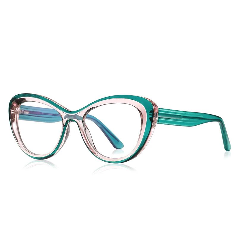 Green Pink Frame Cat Eye Myopia Glasses Woman Spring Hinge TR90 Minus Photochromic Glasses With Diopters 0 -0.5 -0.75 To -6.0