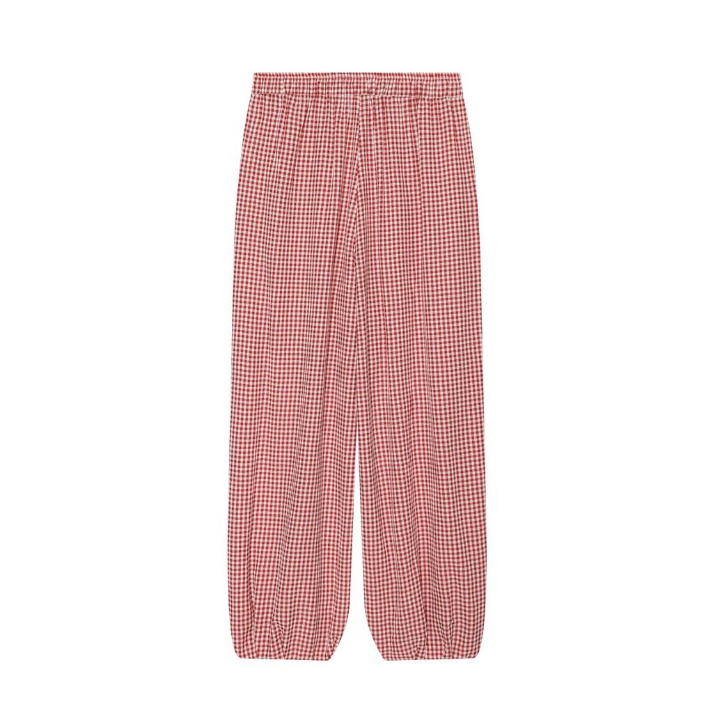 Damen lange Hose 2026 Sommer Neu Kariert Kordelzug Laternenhose Strandurlaub Lässig Mode Damen lange Hose