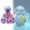 Lilo Stitch Girl Dress With Cotton Blend Fabric And Cartoon Pattern For Kids Ages 3 To 8