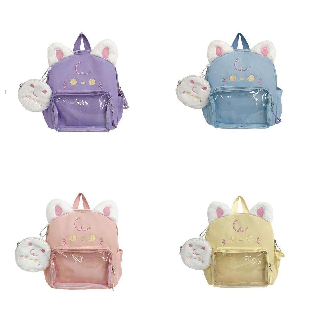 Adorable Cartoon Cat Plush Backpack For Kids Soft Breathable Design In Multiple Colors