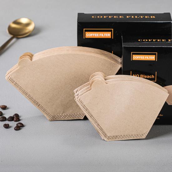 100 ks Jednorázový kužel kávového filtru Nebělené přírodní filtry Papír Káva s hladkou chutí Příslušenství pro překapávač French Press
