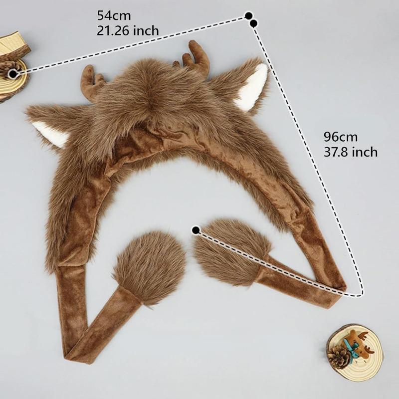 Warm Christmas Plush Elk Pullover Hat Autumn/Winter Thicken Windproof Cute Ear Protection Faux Fur Lined Comfortable Bomber Cap
