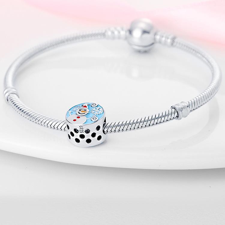 Christmas Snowman Pendant, Bracelet Necklace Accessories, White Copper Silver Plated